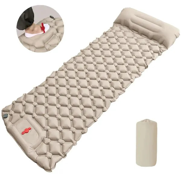 Foot Pump Inflatable Sleeping Pad, Camping Air Mattress