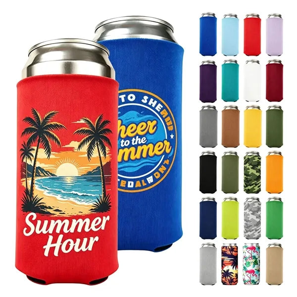 Full Color 12oz Slim Can Cooler Beverage Insulator Sleeves