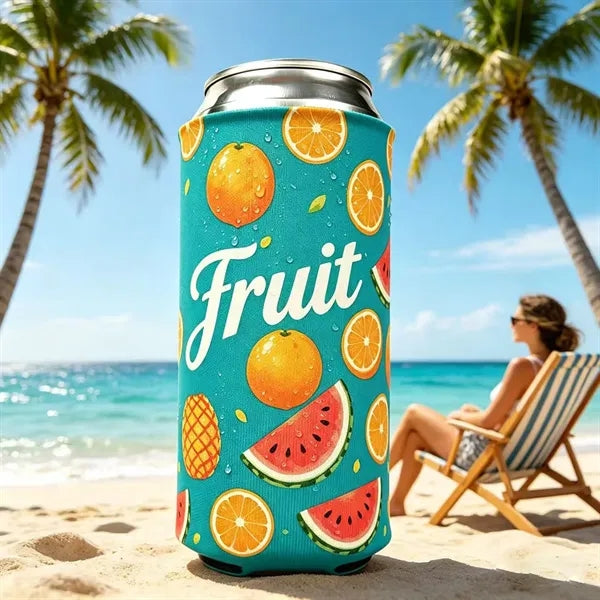 Full Color 12oz Slim Can Cooler Beverage Insulator Sleeves
