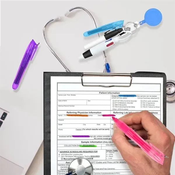 Mini Highlighter Nurse Pen Pack Set Retractable Badge Holder