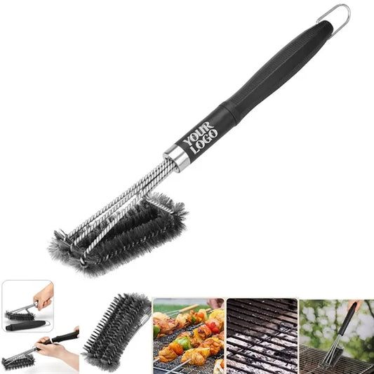 Triple-head BBQ grill cleaning brush