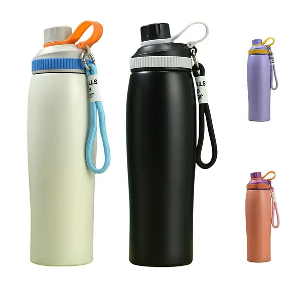 22 Oz Insulated Steel Water Bottle with Carry Strap