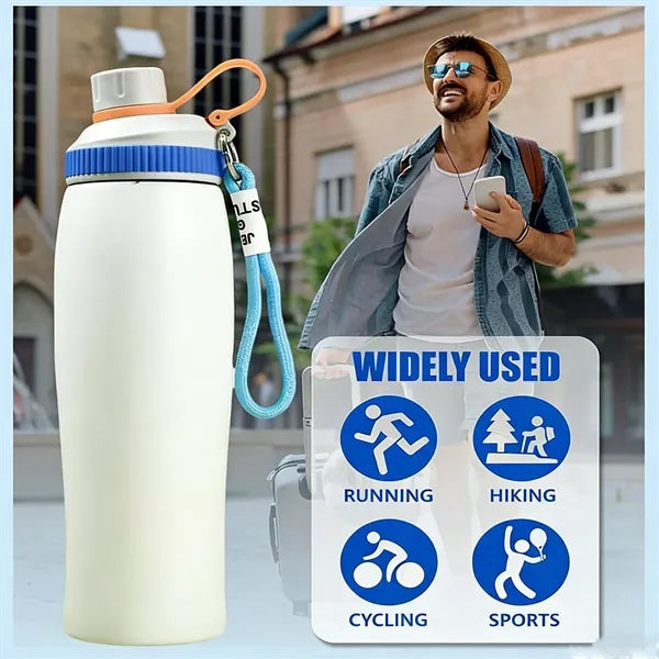 22 Oz Insulated Steel Water Bottle with Carry Strap
