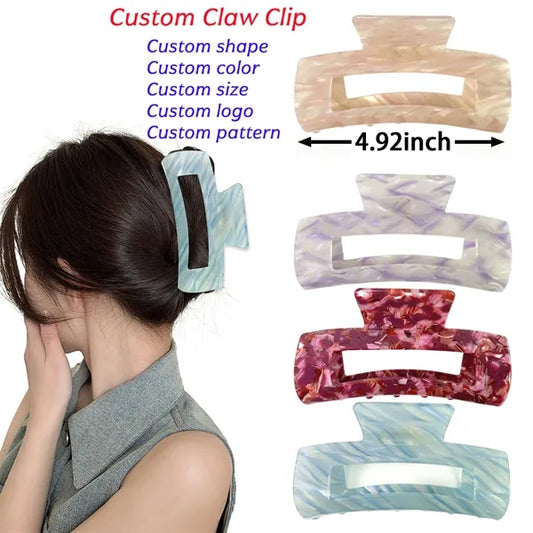 4.92Inch Oversize Large Rectangular Acetate Women Hair Clip