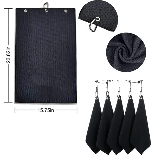 Waffle Microfiber Golf Towel With Carabiner Clip Hook