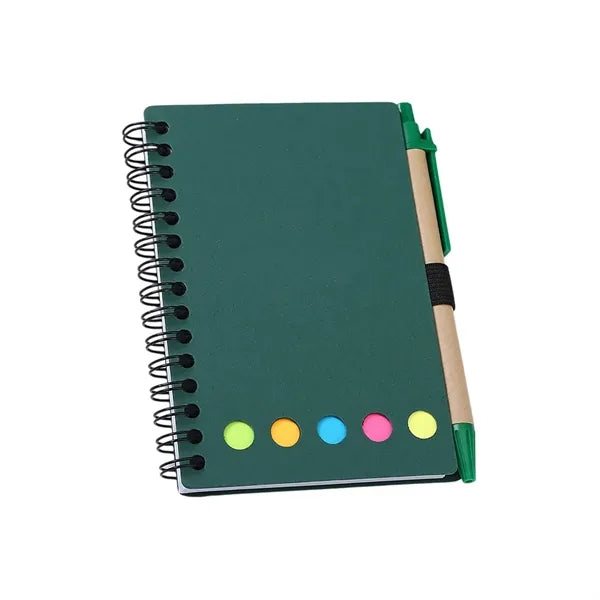 Kraft Paper Spiral Notebook with Pen and Sticky Notes