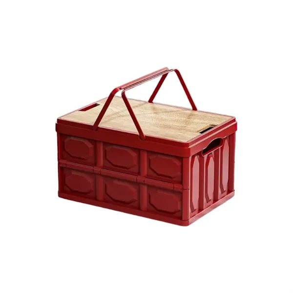 Foldable Outdoor Camping Storage Box With Wooden Lid