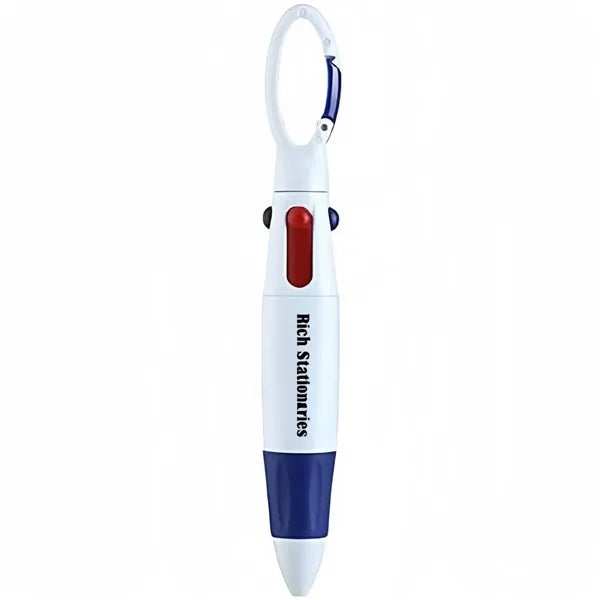 Carabiner Clip 4-Color Retractable Ballpoint Pen