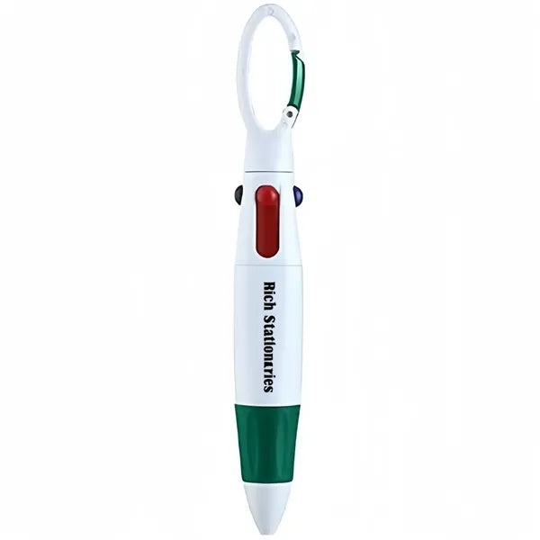 Carabiner Clip 4-Color Retractable Ballpoint Pen
