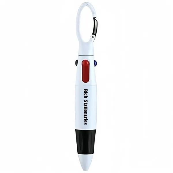 Carabiner Clip 4-Color Retractable Ballpoint Pen