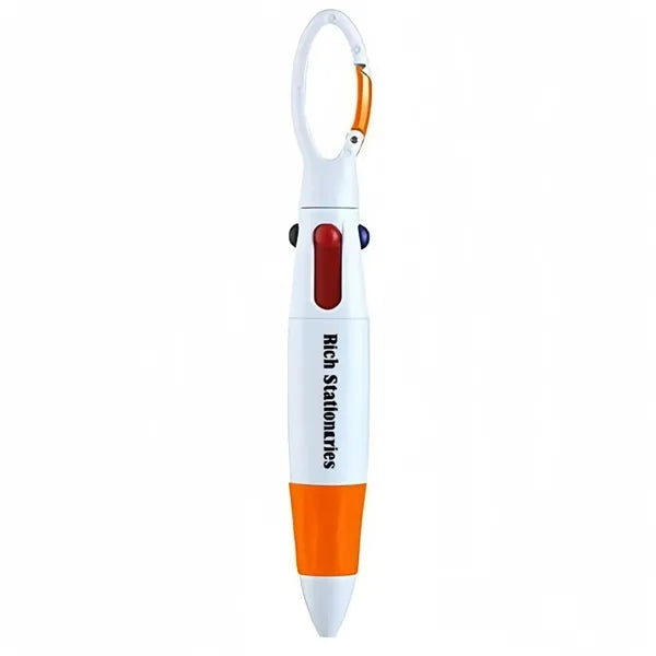 Carabiner Clip 4-Color Retractable Ballpoint Pen