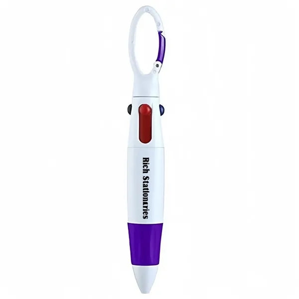 Carabiner Clip 4-Color Retractable Ballpoint Pen
