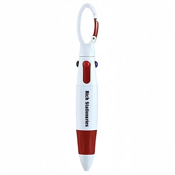 Carabiner Clip 4-Color Retractable Ballpoint Pen