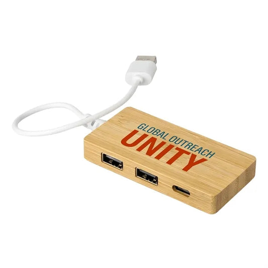Bamboo 3-Port USB Hub with Type-C Port