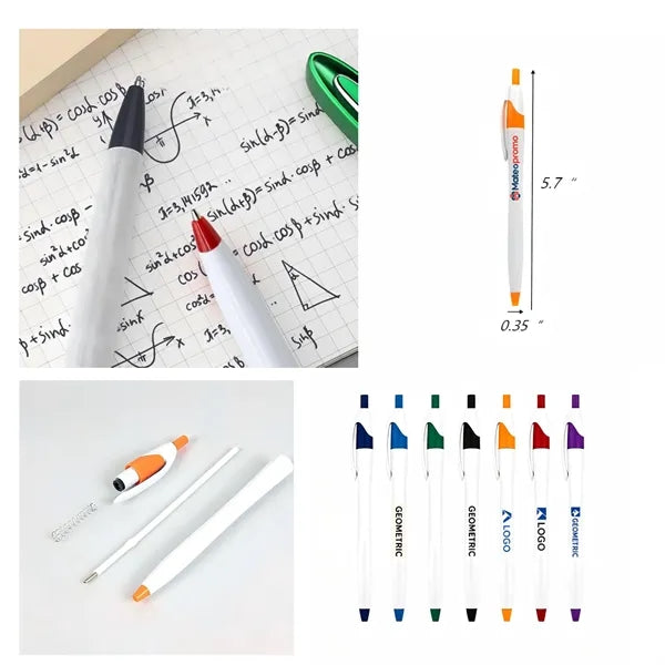 Logo Slim Click Ballpoint Pen Quick Dry Promo Gift