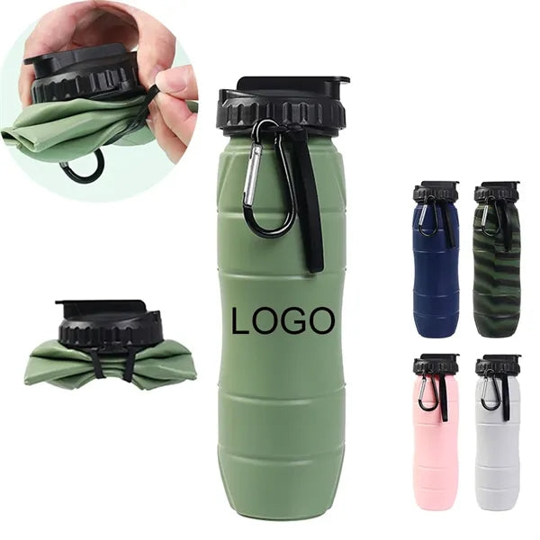 Collapsible Silicone Water Bottle with Carabiner