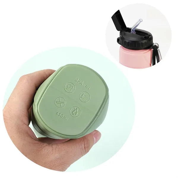 Collapsible Silicone Water Bottle with Carabiner