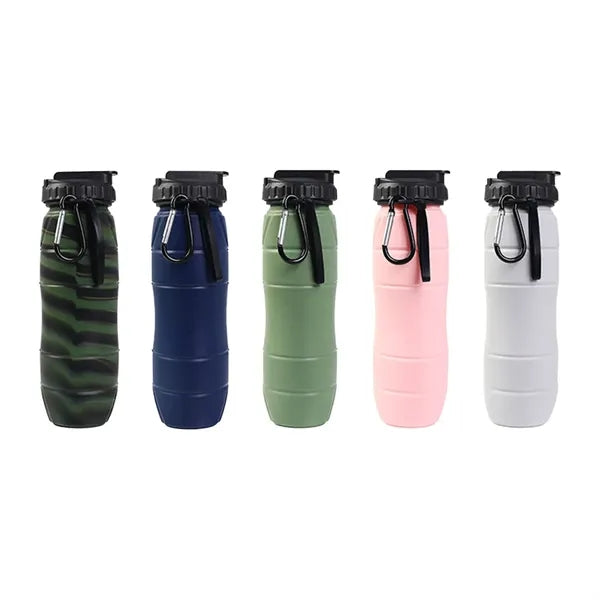 Collapsible Silicone Water Bottle with Carabiner
