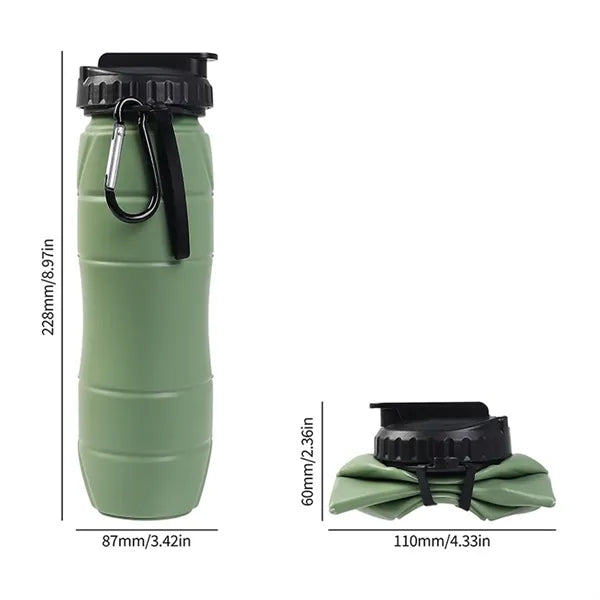Collapsible Silicone Water Bottle with Carabiner
