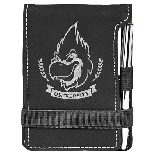Black & Silver Leatherette Mini Notepad with Pen
