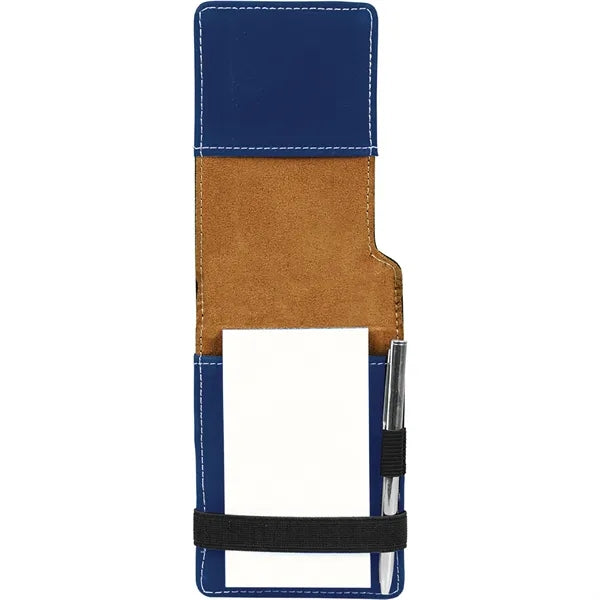 Blue & Silver Leatherette Mini Notepad with Pen