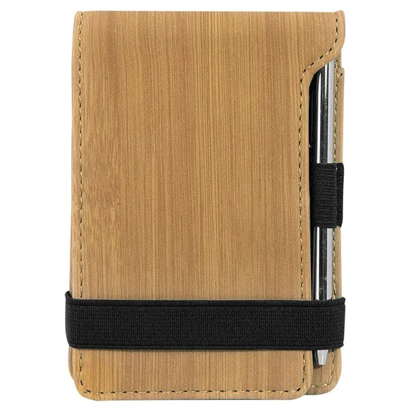 Bamboo Leatherette Mini Notepad with Pen