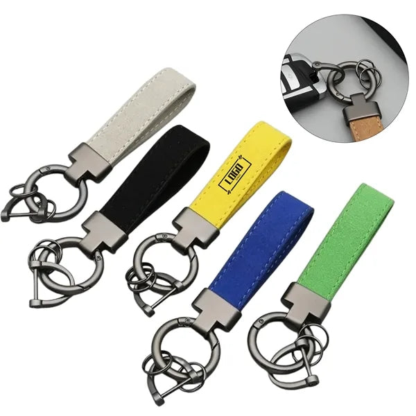 Suede Leather Zinc Alloy Keychain