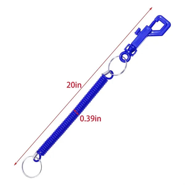 Plastic Coil Keychain with Clip and Stretch Cord