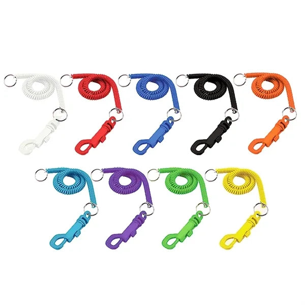 Plastic Coil Keychain with Clip and Stretch Cord