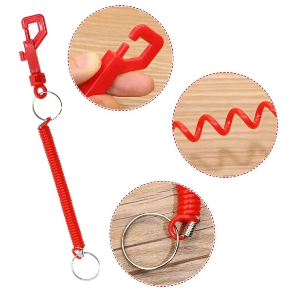 Plastic Coil Keychain with Clip and Stretch Cord