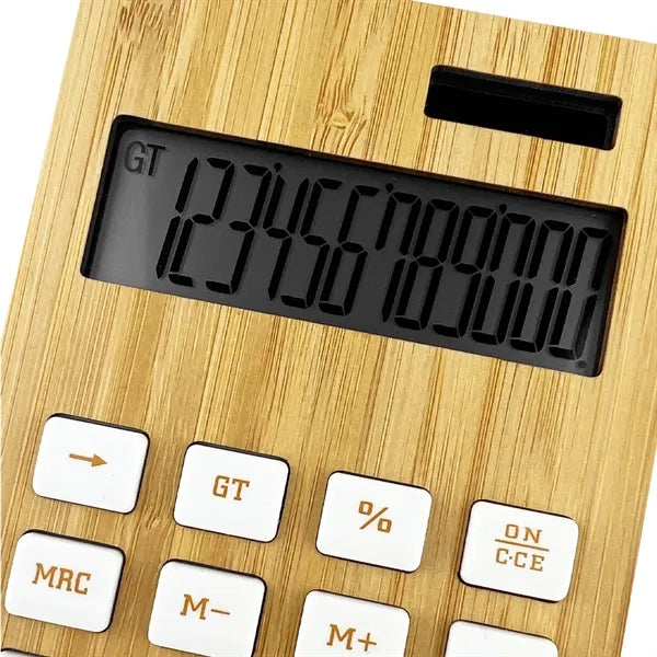 Eco-Friendly Bamboo Calculator with Custom Logo