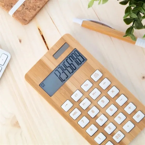Eco-Friendly Bamboo Calculator with Custom Logo