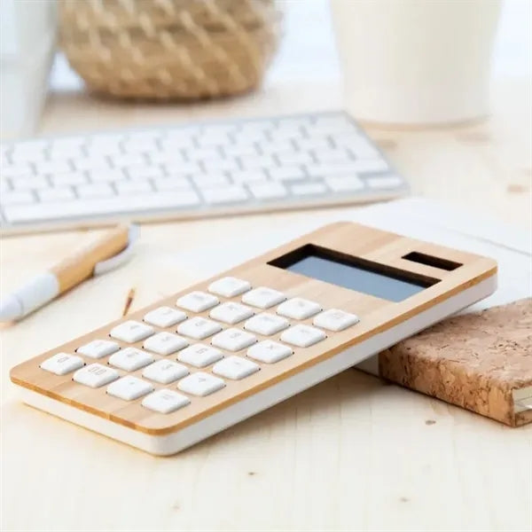 Eco-Friendly Bamboo Calculator with Custom Logo