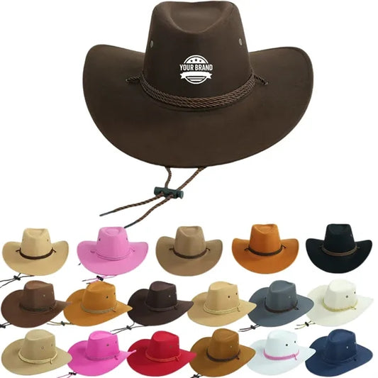 Fashion Suede Cowboy Hat with Strap