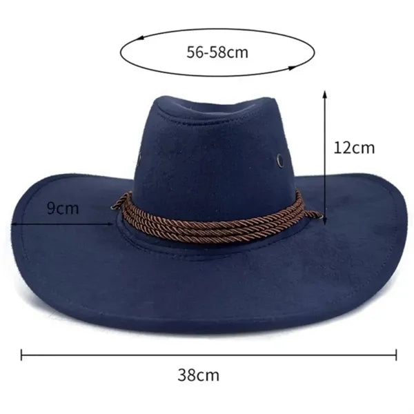 Fashion Suede Cowboy Hat with Strap