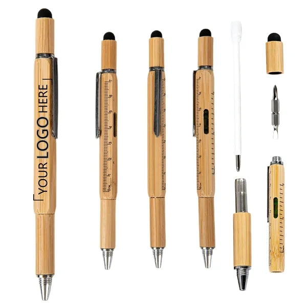 Multi Tool Bamboo Stylus Ballpoint Pen