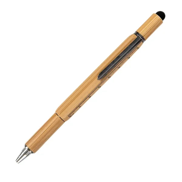 Multi Tool Bamboo Stylus Ballpoint Pen