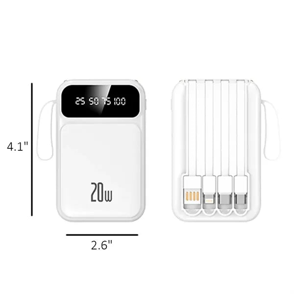 20000mAh Fast Charging Power Bank With Built-In 4 Cables
