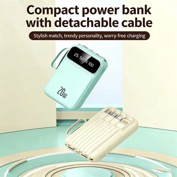 20000mAh Fast Charging Power Bank With Built-In 4 Cables
