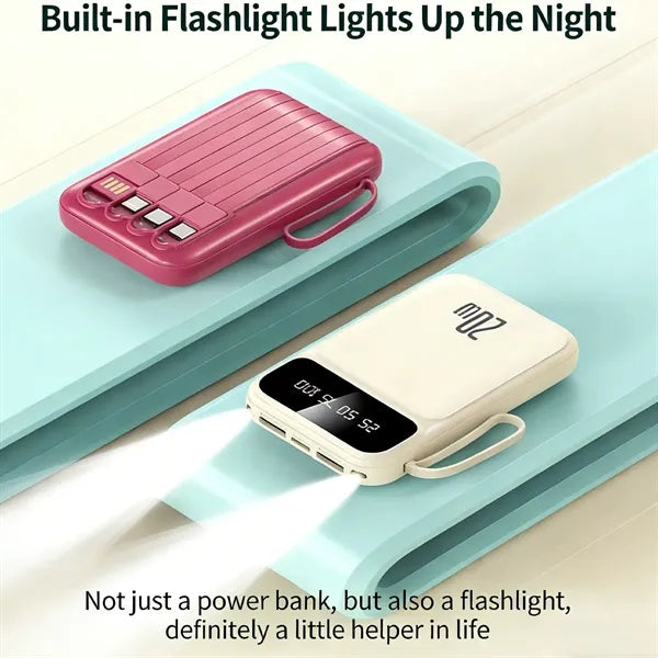 20000mAh Fast Charging Power Bank With Built-In 4 Cables