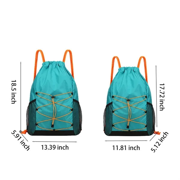 Lightweight Outdoor Side Mesh Pockets Drawstring Backpack