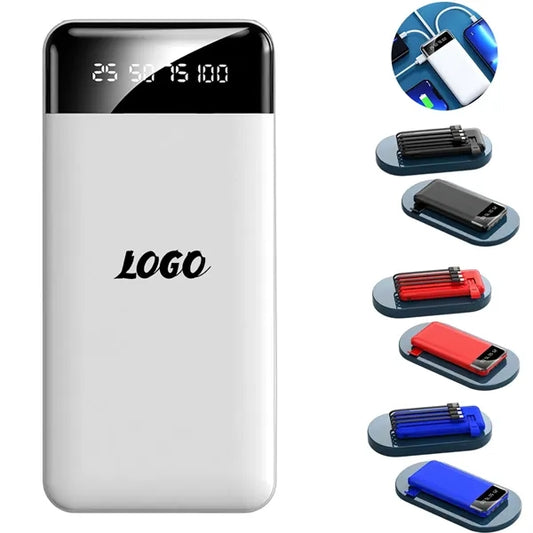 20000mAh Fast Charging Power Bank With Built-In 5 Cables