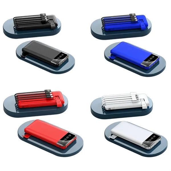 20000mAh Fast Charging Power Bank With Built-In 5 Cables