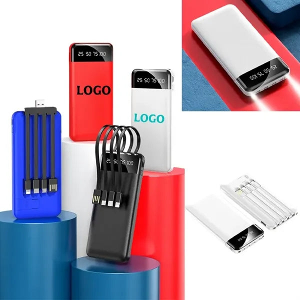 20000mAh Fast Charging Power Bank With Built-In 5 Cables