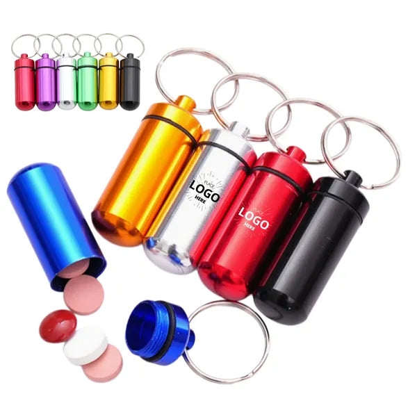 Aluminum Mini Pill Bottle with Keychain