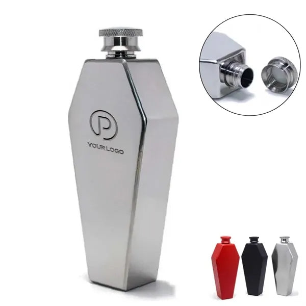 3.5oz stainless steel coffin shape flask for whisky wine