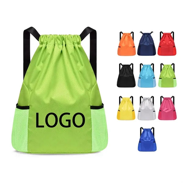 Inner Zipper Pocket Oxford Drawstring Backpack