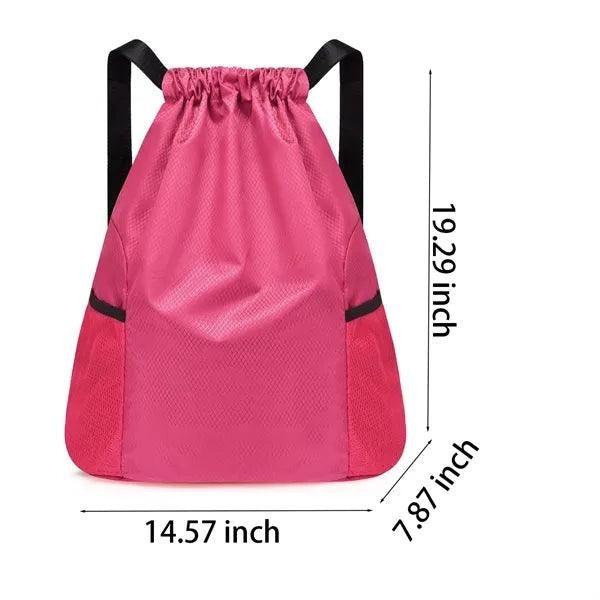 Inner Zipper Pocket Oxford Drawstring Backpack