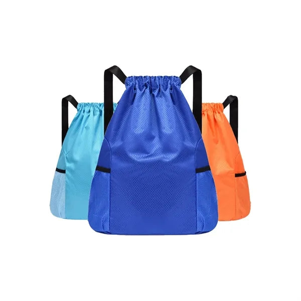 Inner Zipper Pocket Oxford Drawstring Backpack