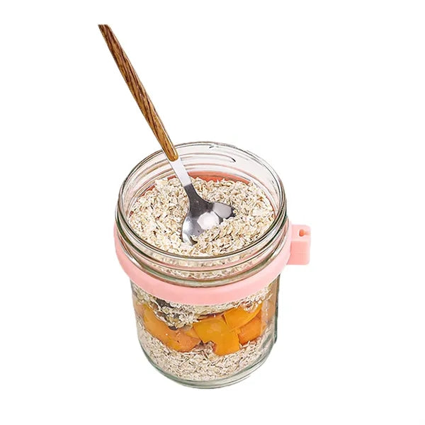 12 oz Glass Mason Jar With Lid and Spoon
